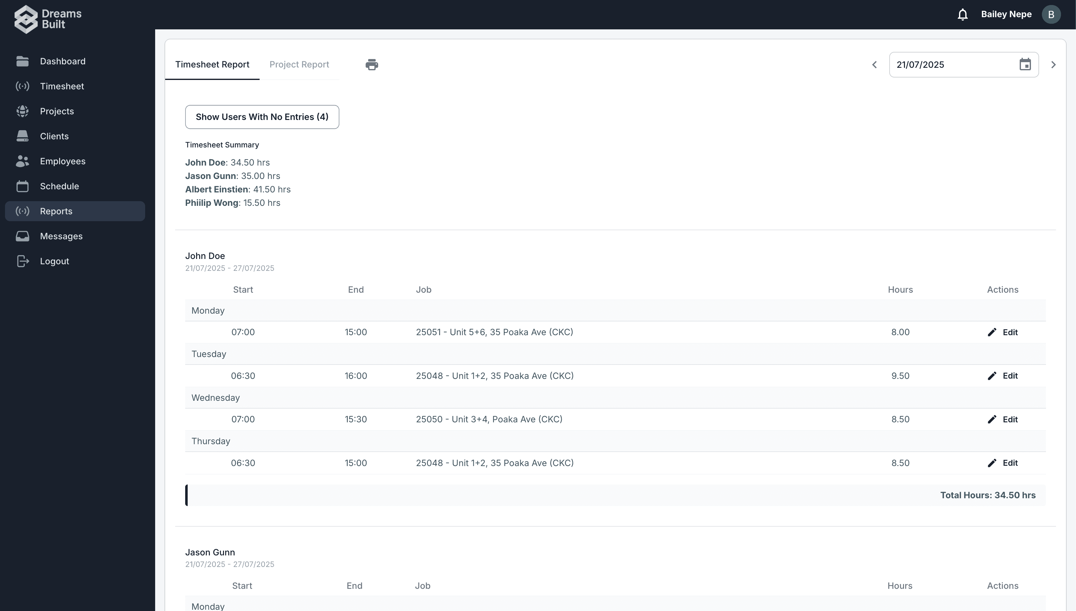 Dreams Built platform interface 1