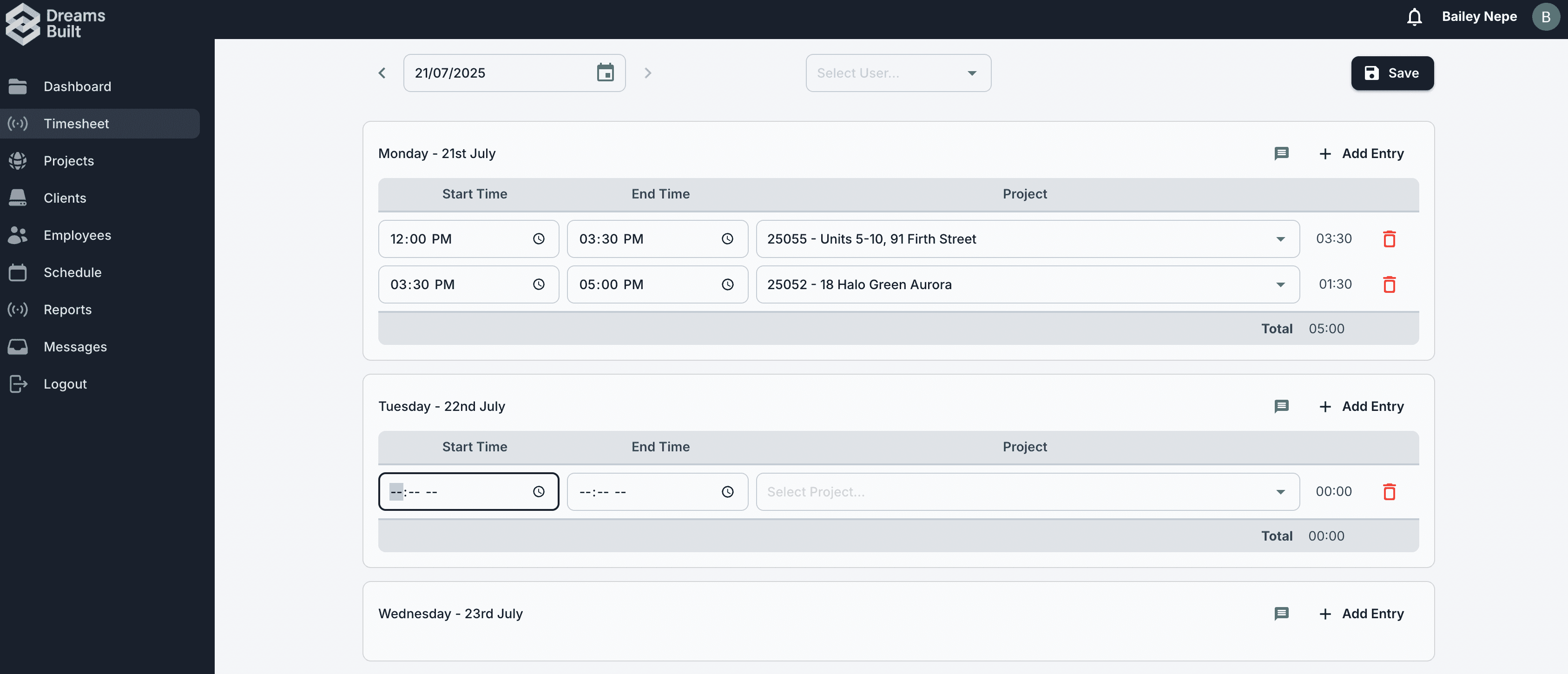 Dreams Built platform interface 3